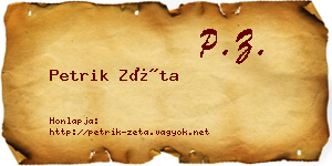 Petrik Zéta névjegykártya